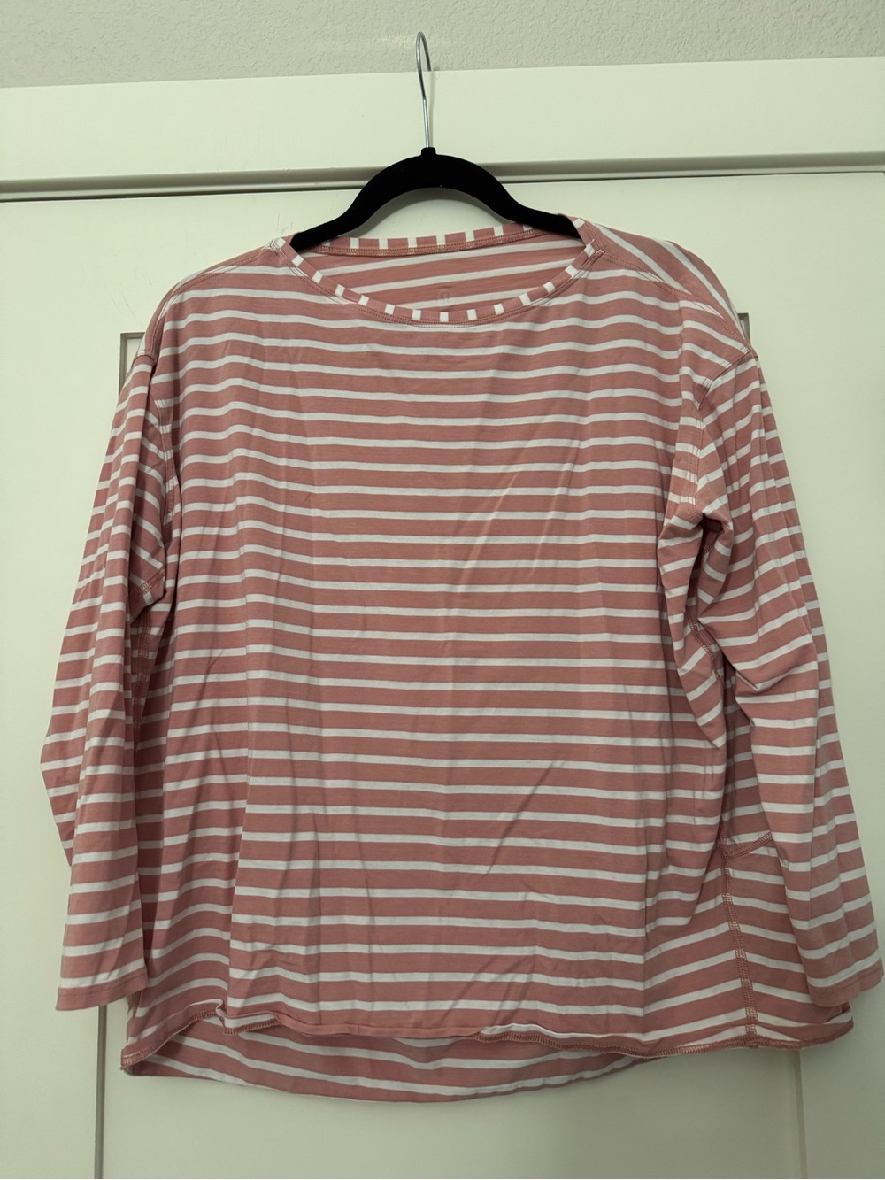 lululemon athletica Pink and White Striped Long Sleeve Tee